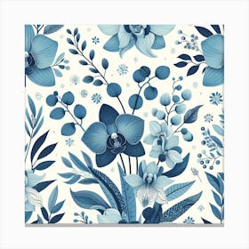 Scandinavian style,Pattern with blue Orchid flowers Canvas Print