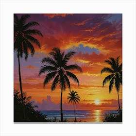 Sunset At The Beach 12 Canvas Print