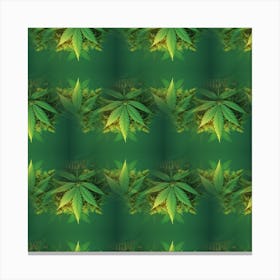 Marijuana Leaves On A Green Background Canvas Print