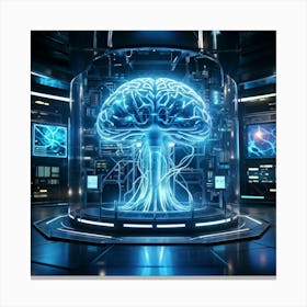 Cyber Brain Fusing Advanced Ai Technology Intricate Neural Networks Visible Glowing Circuitry Fut (4) Canvas Print