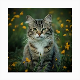 Cat In The Meadow Canvas Print