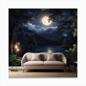 Living Room At Night 2 Canvas Print