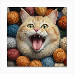 Cat With Yarn 1 Canvas Print