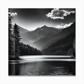 Black And White Mountain Lake 24 Canvas Print