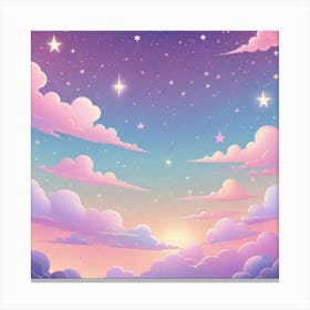 Sky With Twinkling Stars In Pastel Colors Square Composition 37 Canvas Print