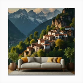 Village In The Mountains Canvas Print