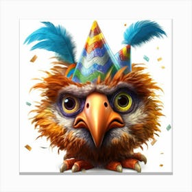 Owl In A Party Hat Canvas Print