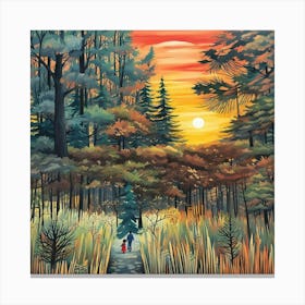 Sunset In The Woods 1 Canvas Print