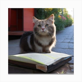 Cat Reading A Book 1 Canvas Print