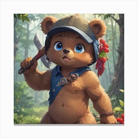 Teddy Bear Hero In The Forest Canvas Print