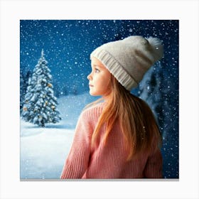 Firefly Little Girl Gazing At A Snowy Christmas Scene 27489 (2) Canvas Print