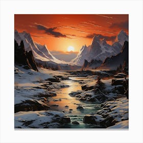 Sunset In The Icy Mountains Canvas Print