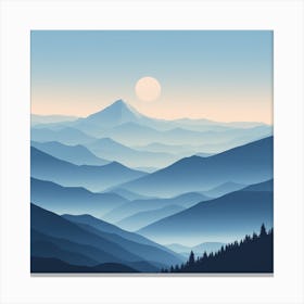 Misty mountains background in blue tone 45 Canvas Print