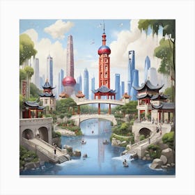 Chinese City Canvas Print