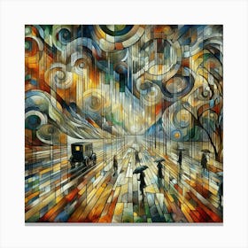 Rainy Day,City in Motion Canvas Print
