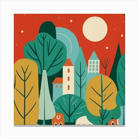 Illustration Of A Town Canvas Print