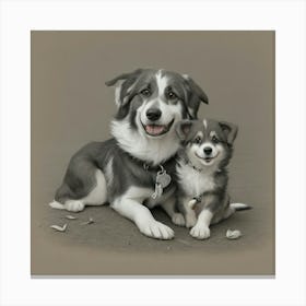 Dog And Puppy Canvas Print