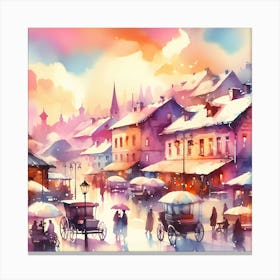 Watercolor Of A City 9 Canvas Print