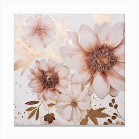 Gold And Pink Flowers Canvas Print