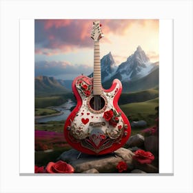 Heartstrings Monarchy: Queen of Hearts Guitar Elegance (25) Canvas Print