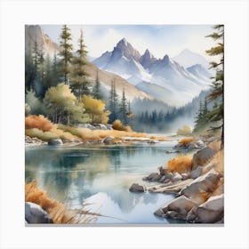 Watercolour Of A River 1 Canvas Print