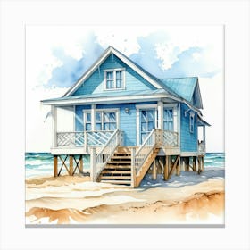 Watercolor Beach House 1 Canvas Print