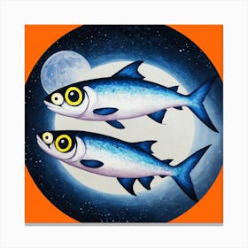 Two Fish In The Moonlight Canvas Print