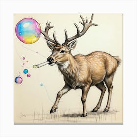 Deer With Bubbles 3 Canvas Print