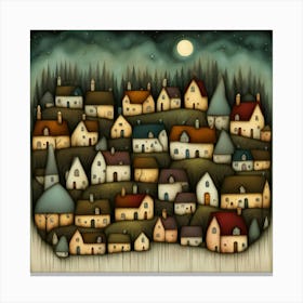 Night In The Village 1 Canvas Print