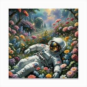 Astronaut In The Meadow Canvas Print