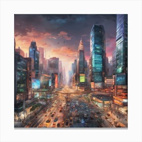 Futuristic Cityscape Canvas Print