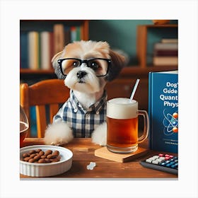 Dog With Glasses Drinking A Beer 3 Canvas Print