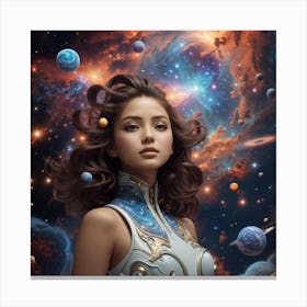 Absolute Reality V16 The Girls Face Consists Of Galaxies And N 0 Canvas Print