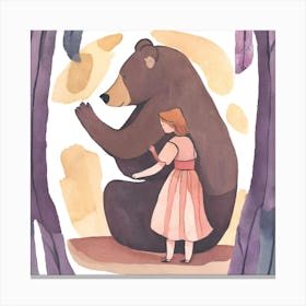 A Bear and a Sad Girl Canvas Print