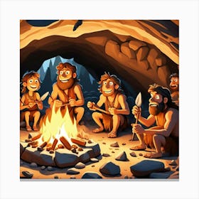 Cavemen In The Cave Canvas Print