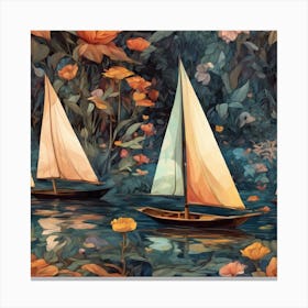 Sailboats In The Garden Canvas Print