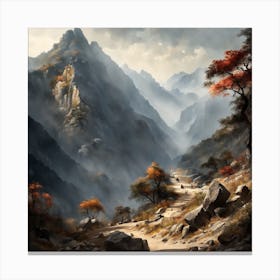 Chinese Mountains Landscape Painting (159) Canvas Print