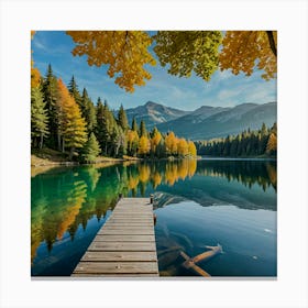 Autumn Lake In The Mountains Canvas Print