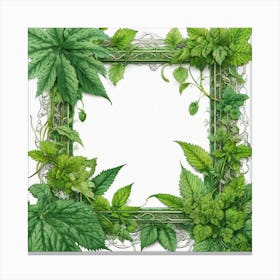 Frame With Green Leaves 11 Canvas Print