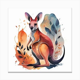 Kangaroo Dreamy Watercolor Canvas Print