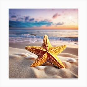 Starfish On The Beach 3 Canvas Print