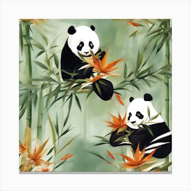 Panda Bears In Bamboo Canvas Print