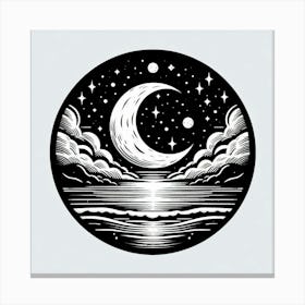 Moon And Stars 6 Canvas Print