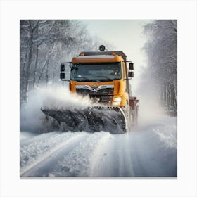 Snow Plow In The Woods Canvas Print