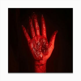 Bloody Handprint With A Sinister Texture Deep Red Hue Backlit By A Ghostly Glow Shadowy Surface Wh (6) Canvas Print