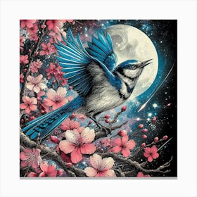 Blue Jay Mocking Bird Feathered Canvas Print
