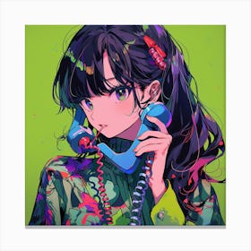 Anime Girl Talking On The Phone 3 Canvas Print