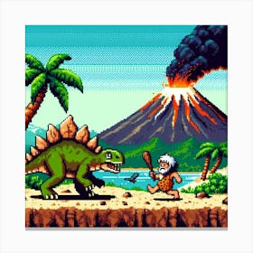 8-bit prehistoric landscape 3 Canvas Print