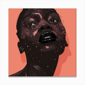 African Girl With Pink Paint Canvas Print