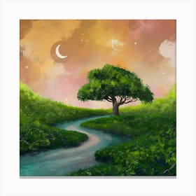 Tree And A River Canvas Print